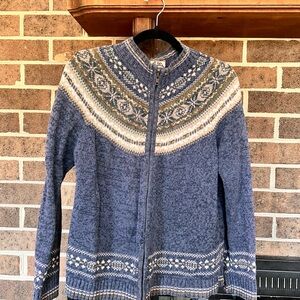Blue Patterned Knit Sweater